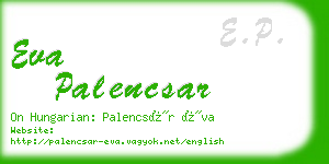 eva palencsar business card